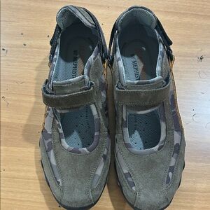 Mephisto Allrounder Olive Green Suede Sneakers with Camouflage Trim